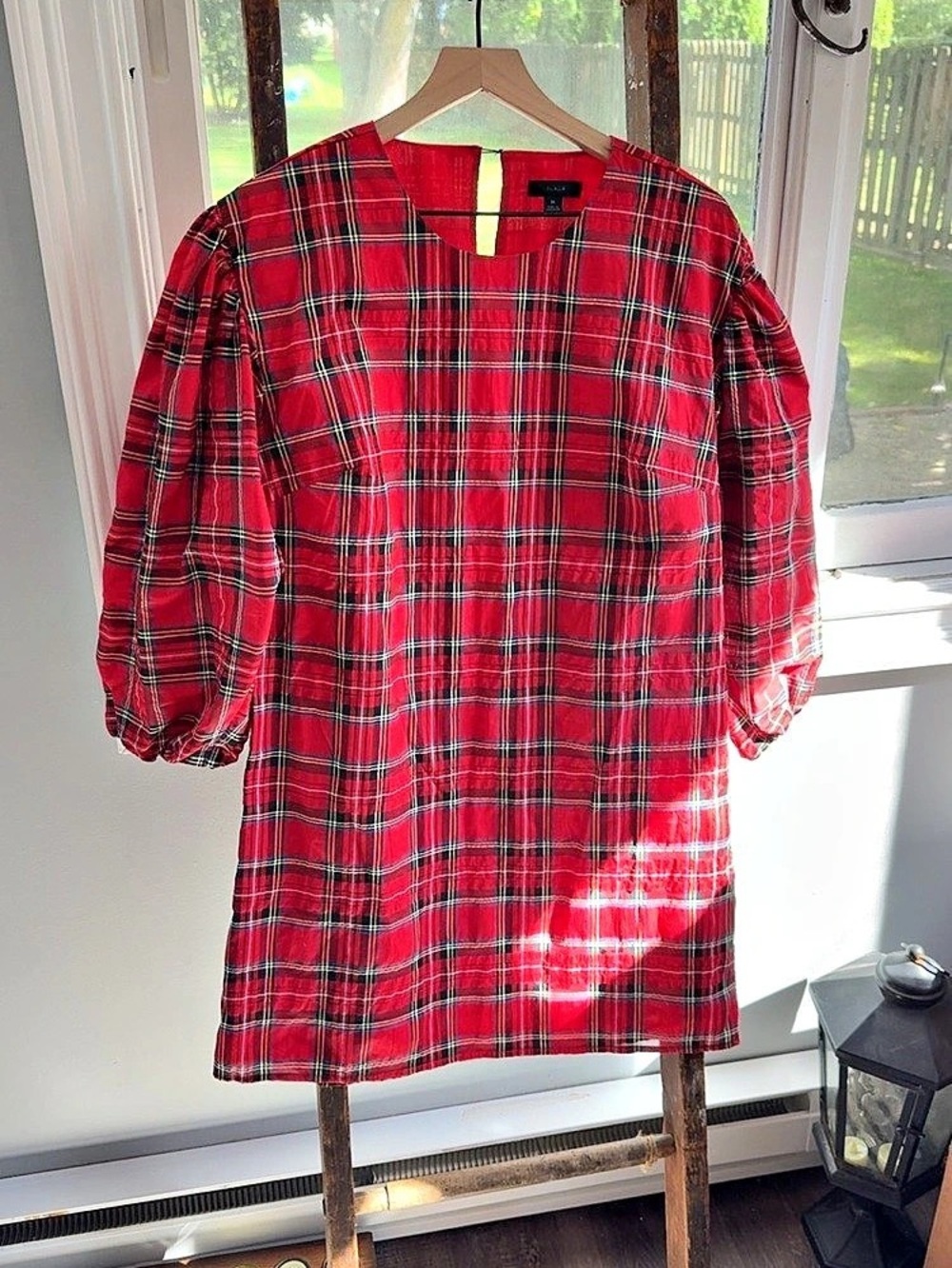 J.Crew Puff-sleeve Christmas Tartan Mini Dress